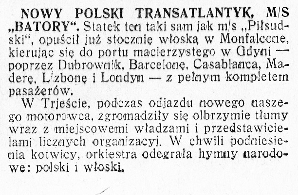 Nowy polski transatlantyk MS Batory