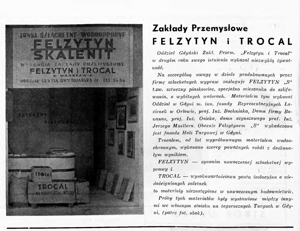 Oddział Gdyński Zakł. Przem. "Felzytyn i Trocal"