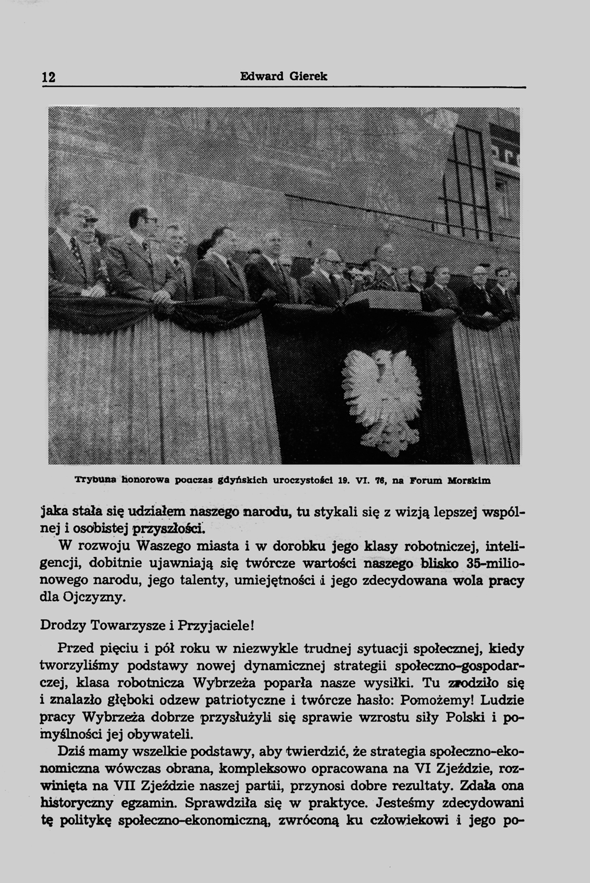 Przemówienie wygłoszone w Gdyni 19 czerwca 1976 r.