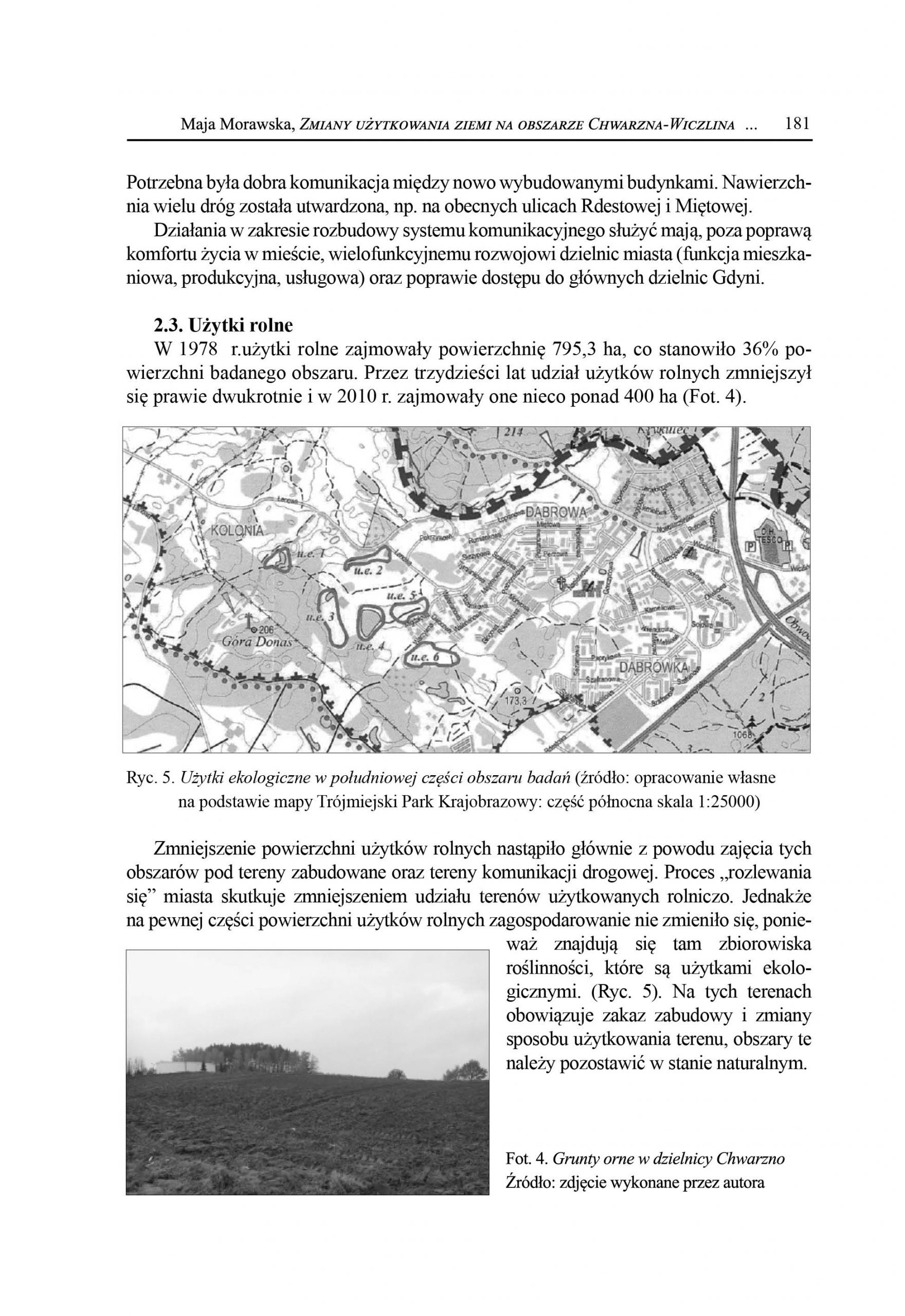 Użytkowanie ziemi na obszarze Chwarzna - Wiczlina Dąbrowy w latach 1978-2010