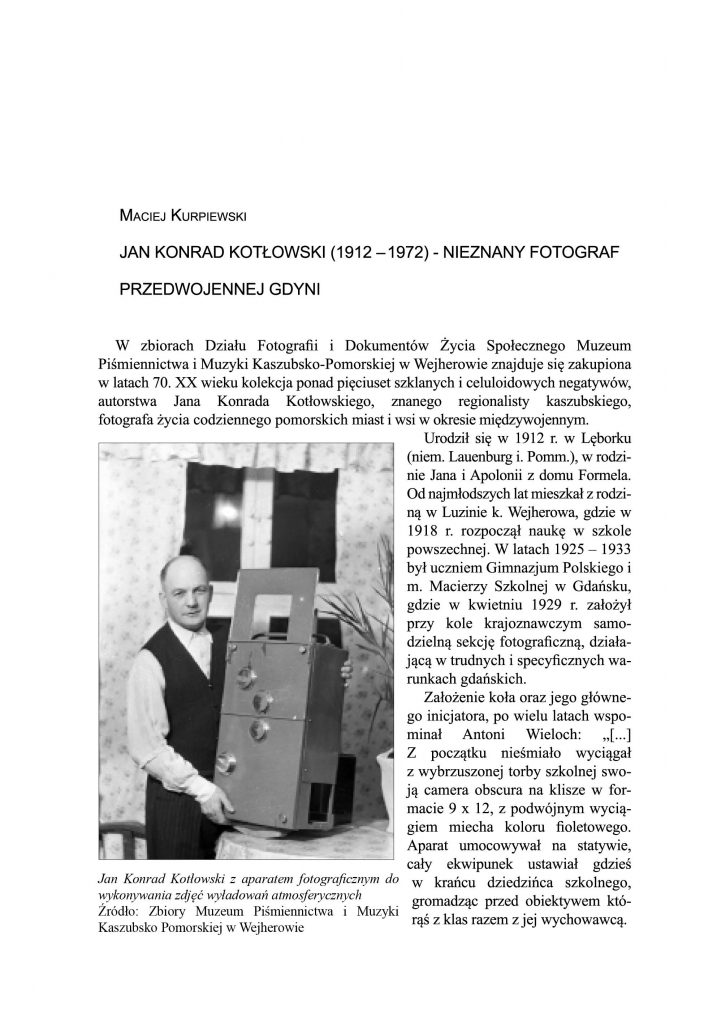 Jan Konrad Kotłowski (1912-1972) - nieznany fotograf przedwojennej Gdyni 