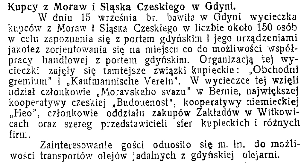 Kupcy z Moraw i Śląska Czeskiego w Gdyni