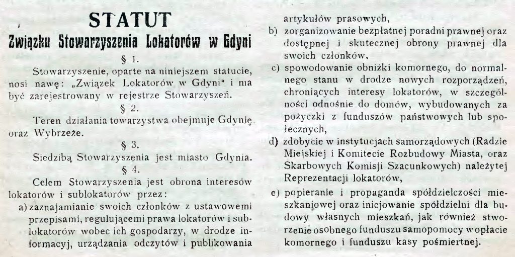 Statut Związku Stowarzyszenia Lokatorów w Gdyni