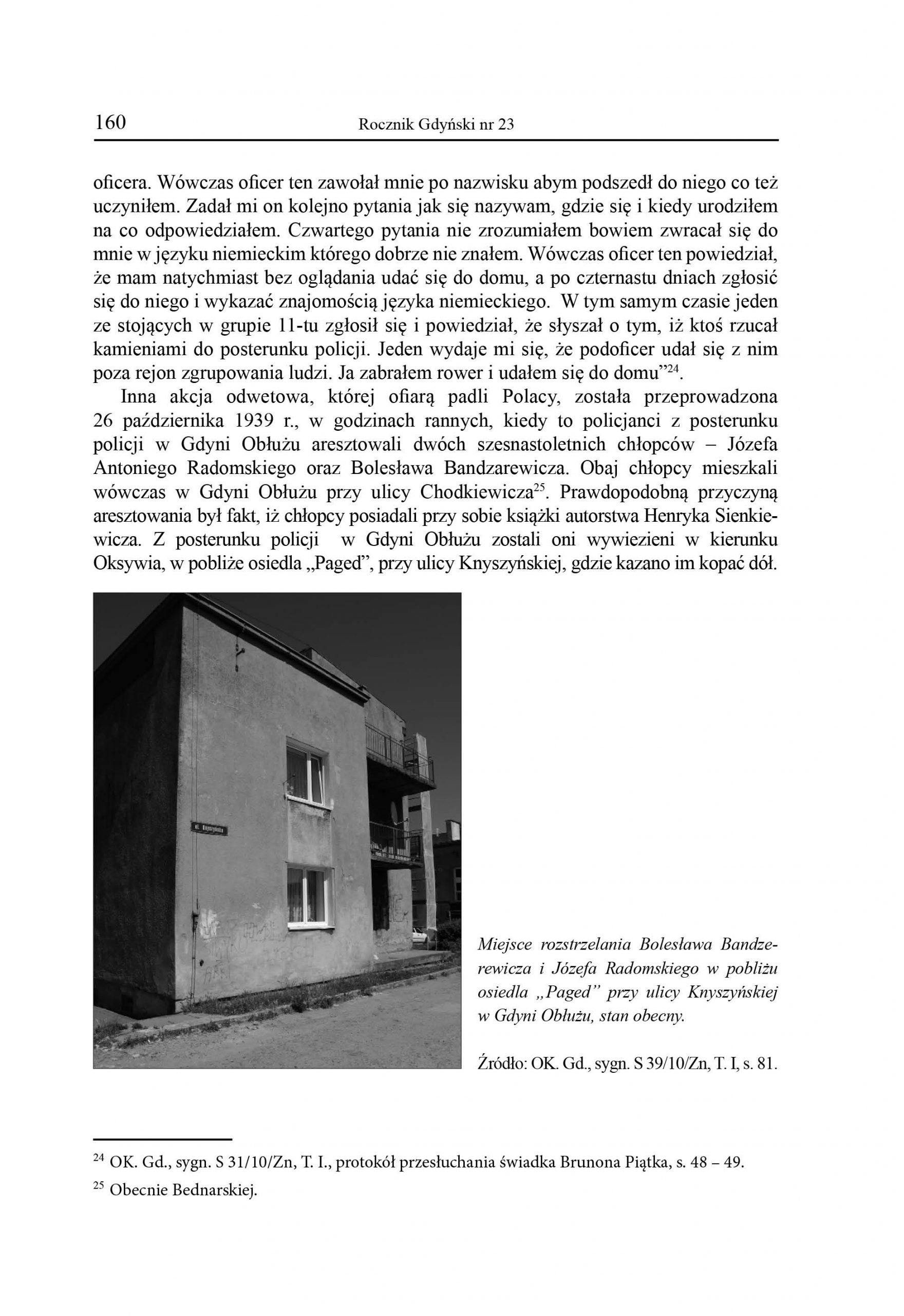 Akty terroru hitlerowskiego wobec ludności cywilnej w Gdyni Obłużu w pierwszych miesiącach okupacji