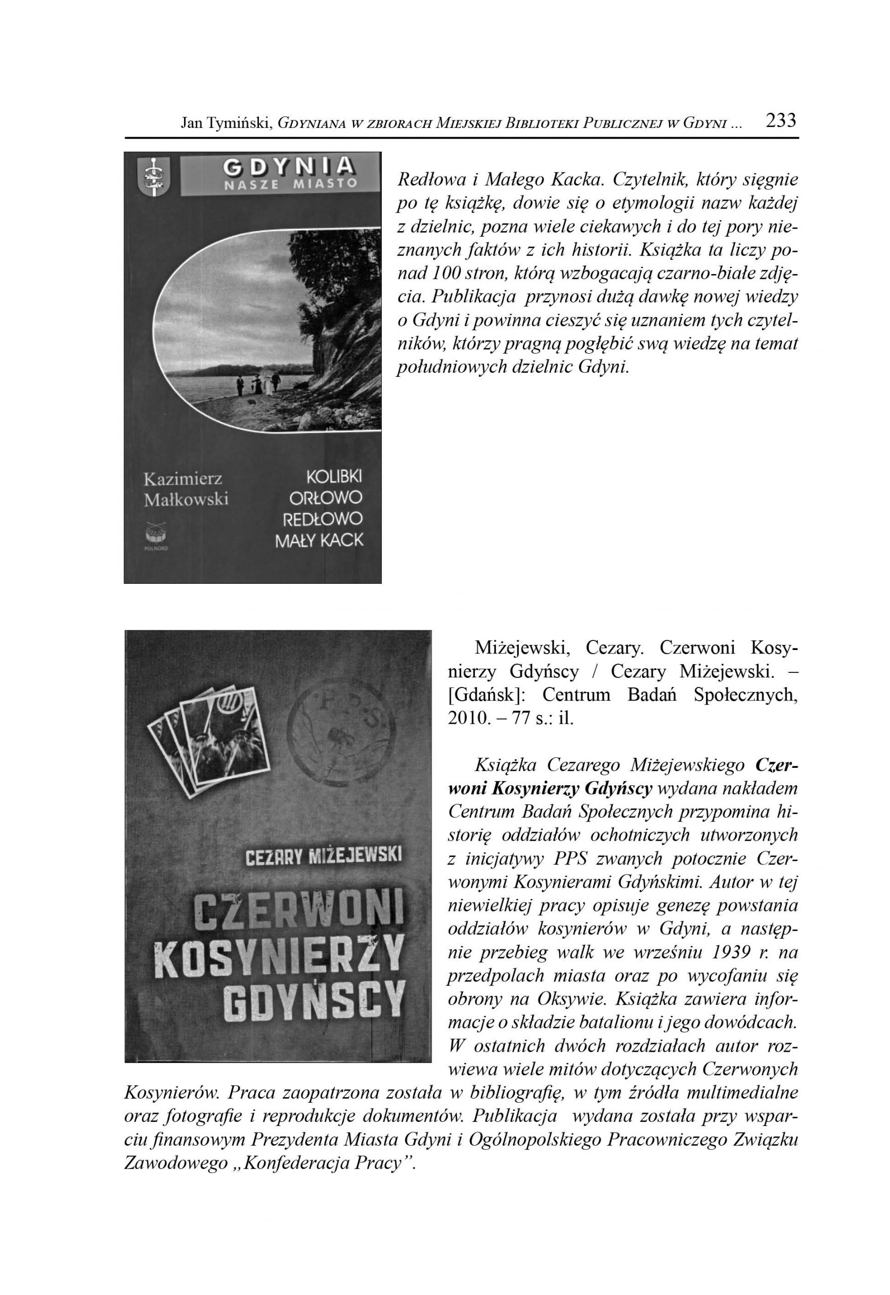 Gdyniana w zbiorach Miejskiej Biblioteki Publicznej w Gdyni. Wybór publikacji z lat 2009-2011