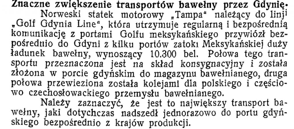 Znaczne zwiększenie transportów bawełny przez Gdynię