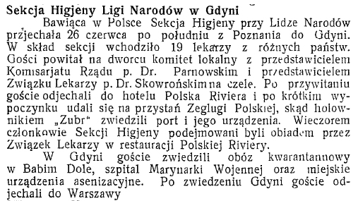 Sekcja Higjeny Ligi Narodów w Gdyni