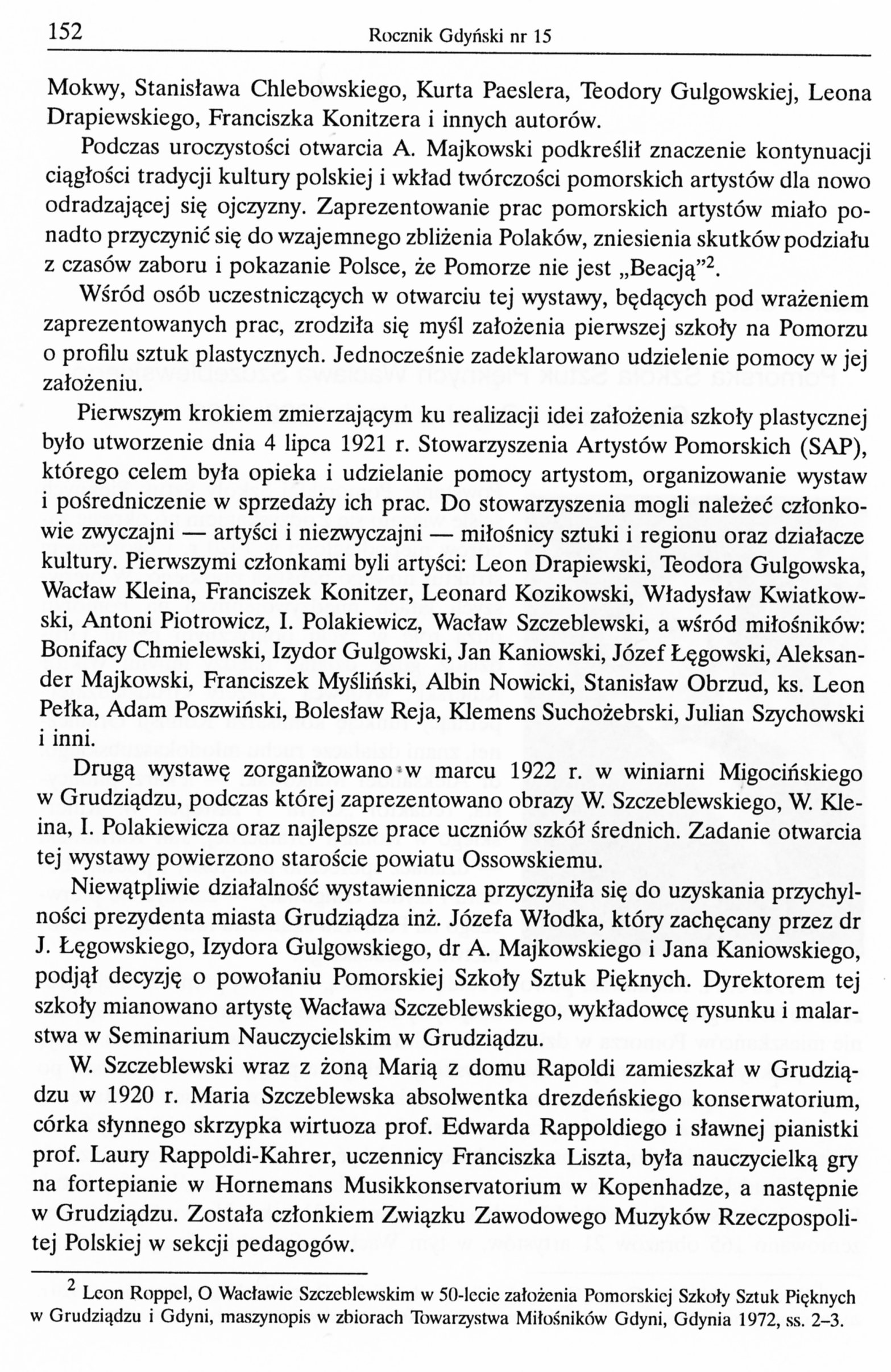 Pomorska Szkoła Sztuk Pięknych W. Szczeblewskiego w Grudziądzu i Gdyni w latach 1922-1939