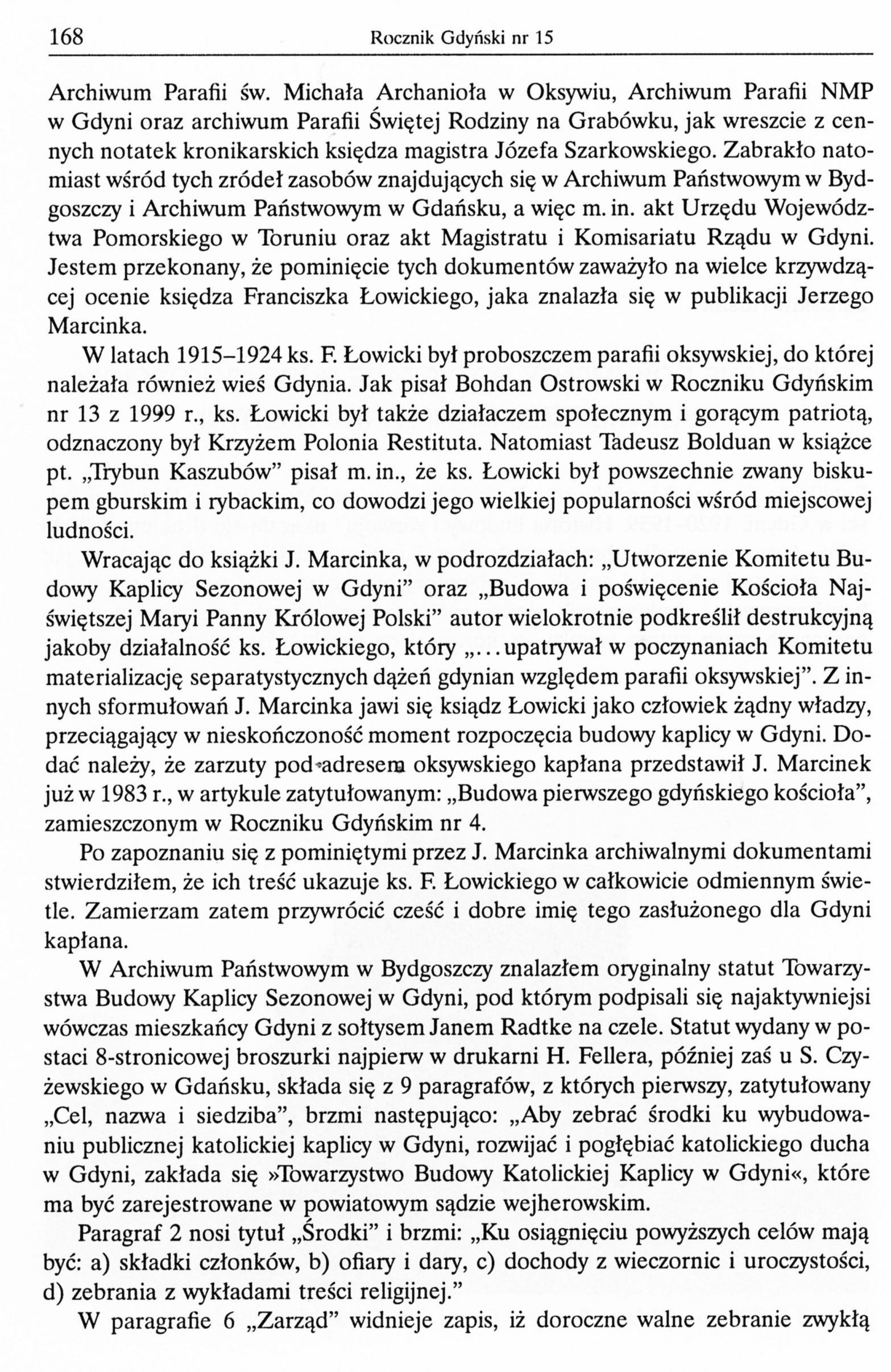 Nieznane dokumenty dotyczące budowy kościoła Najświętszej Marii Panny w Gdyni