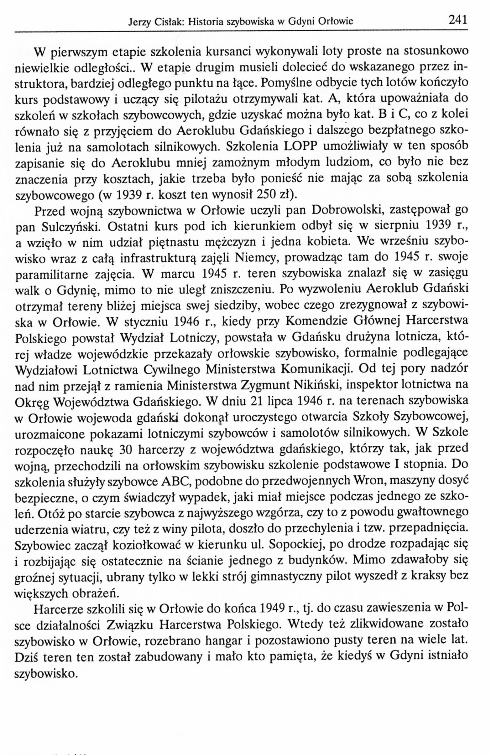 Historia szybowiska w Gdyni Orłowie