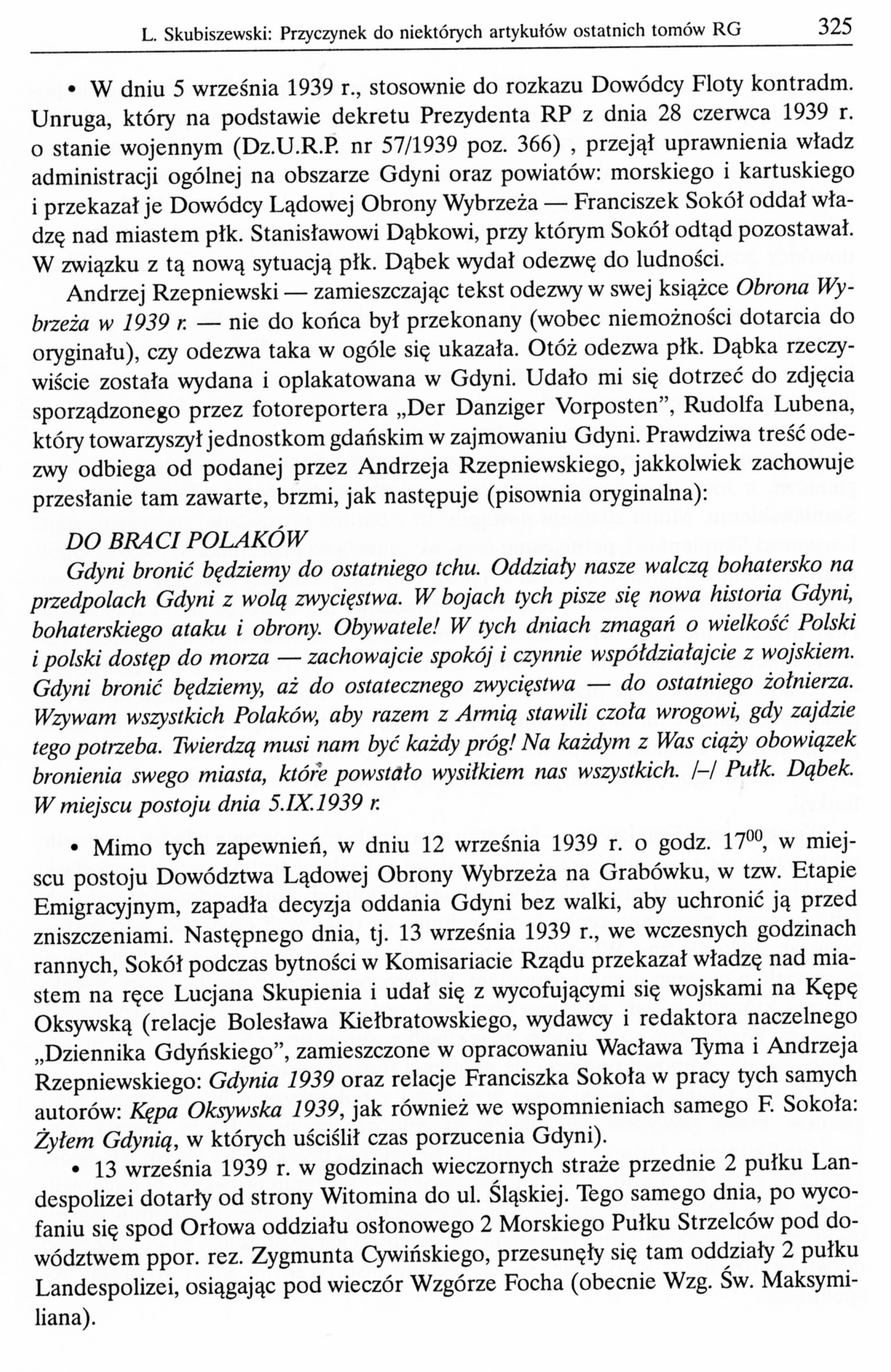 Przyczynek do niektórych artykułów ostatnich tomów "Rocznika Gdyńskiego"