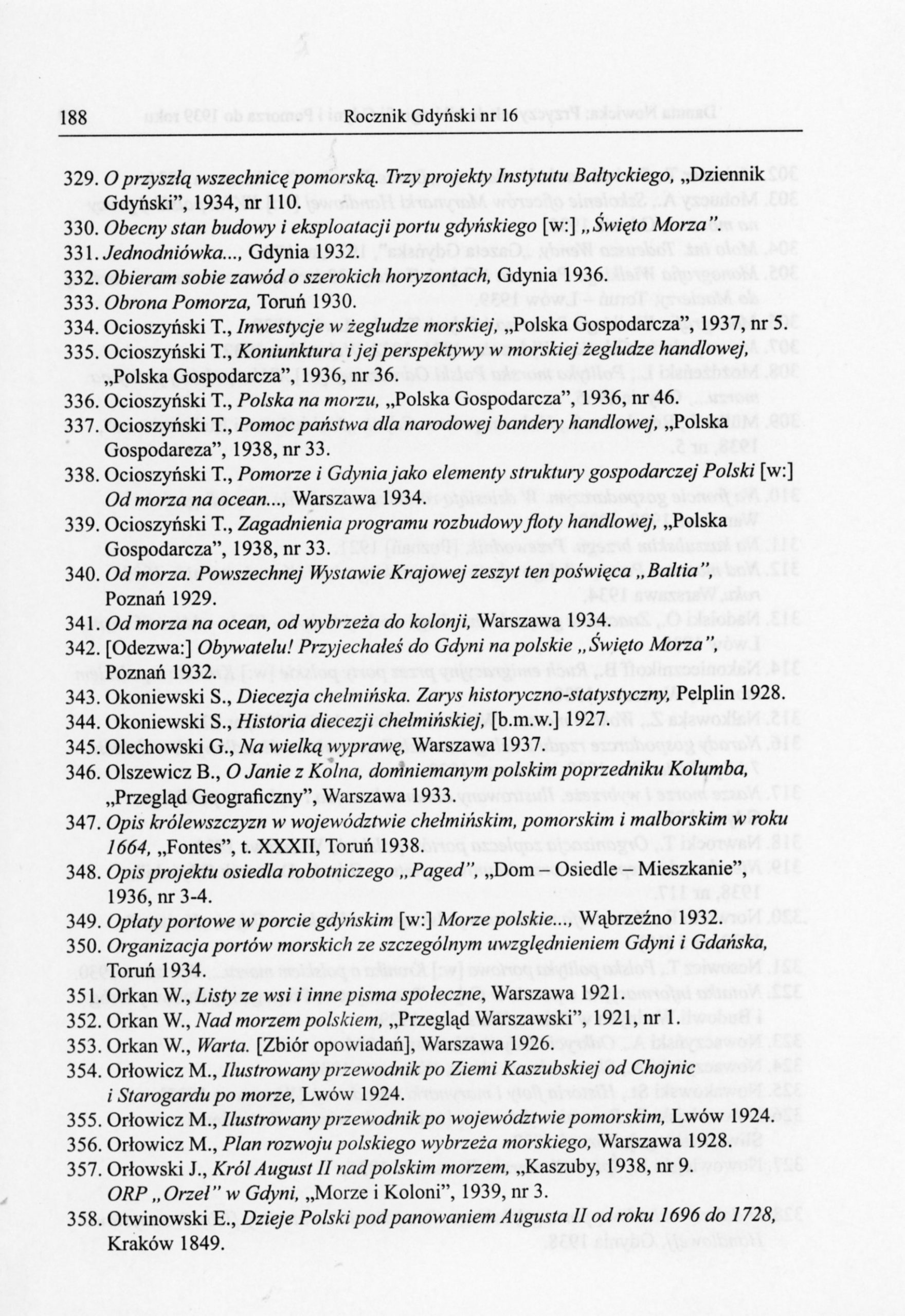 Przyczynek do bibliografii Gdyni i Pomorza (do 1939 r.)