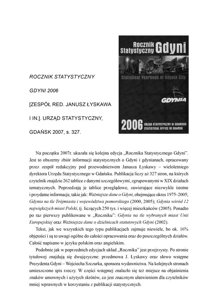 Rocznik Statystyczny Gdyni 2006