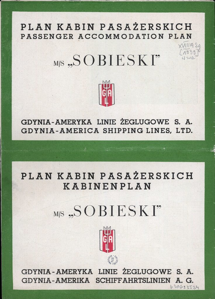 m/s "Sobieski" Plan kabin pasażerskich