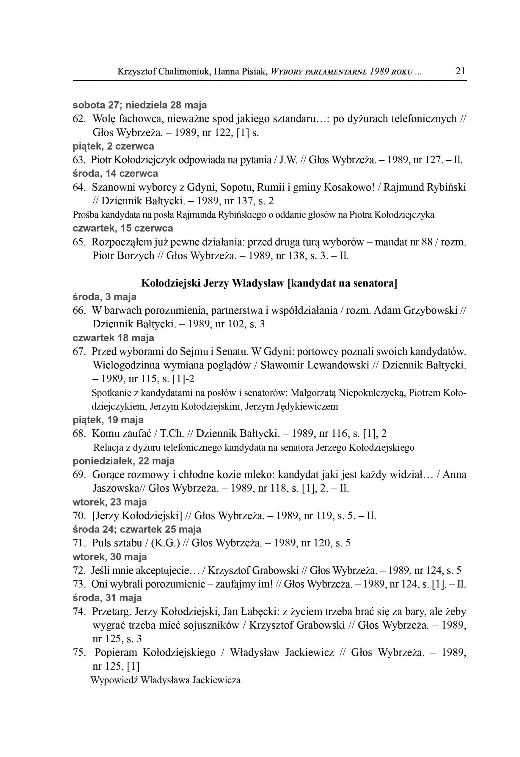 Wybory parlamentarne 1989 roku w prasie trójmiejskiej: zestawienie bibliograficzne artykułów (opracowanie w wyborze)
