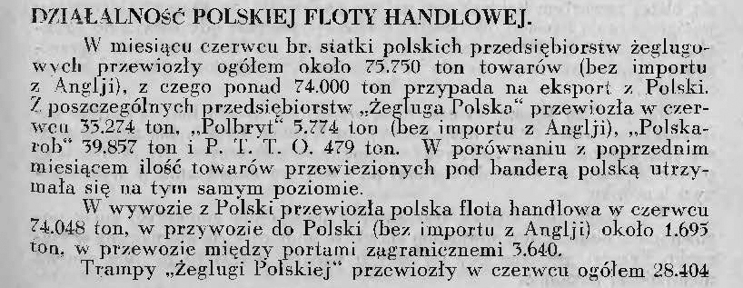 Działalność polskiej floty handlowej