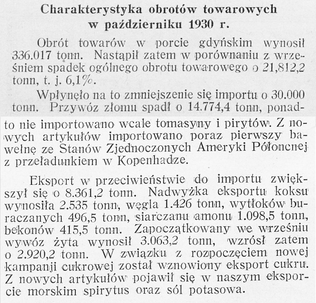 Charakterystyka obrotów towarowych w października 1930 r.