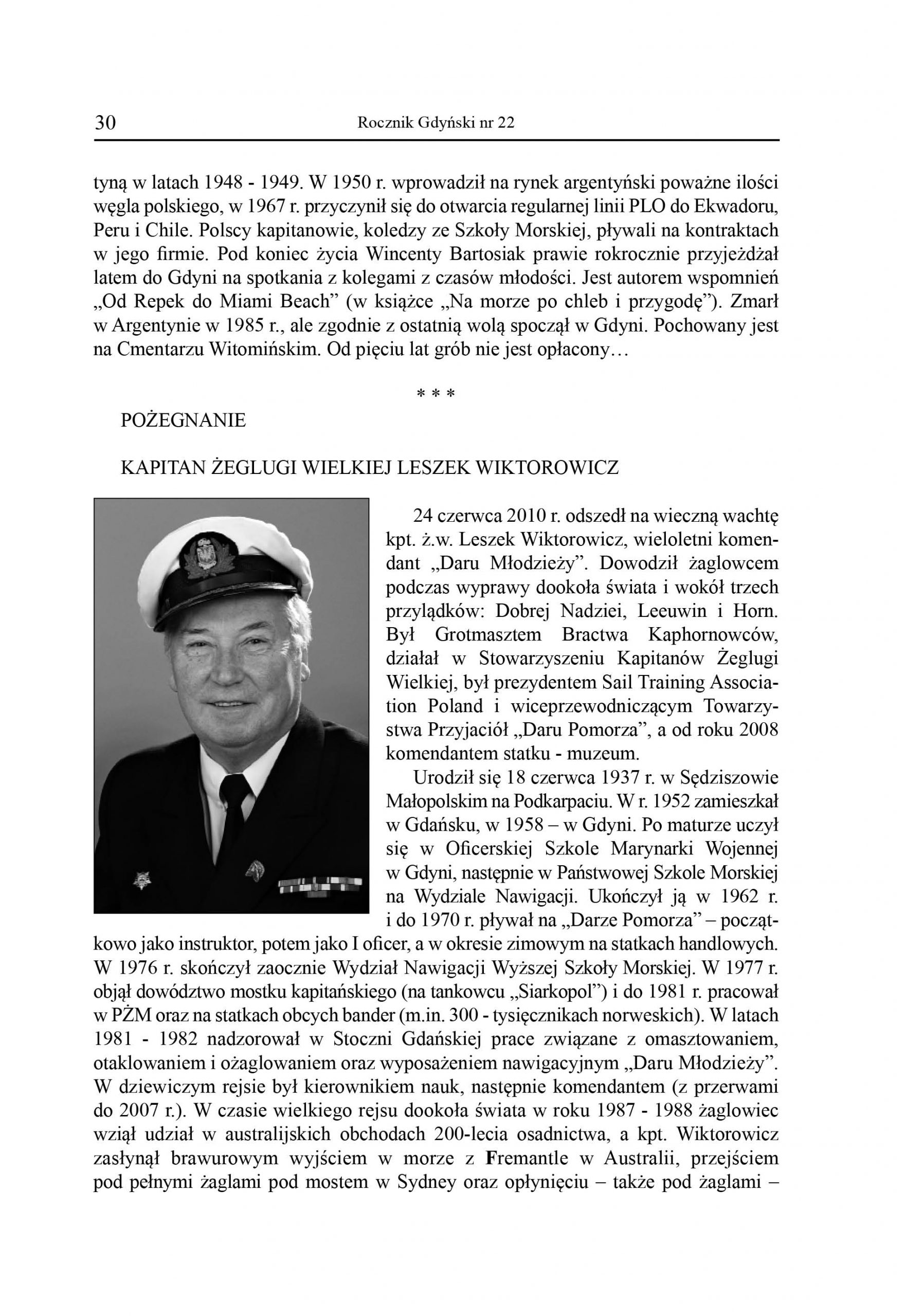 Pożegnanie: kapitan żeglugi wielkiej, Leszek Wiktorowicz