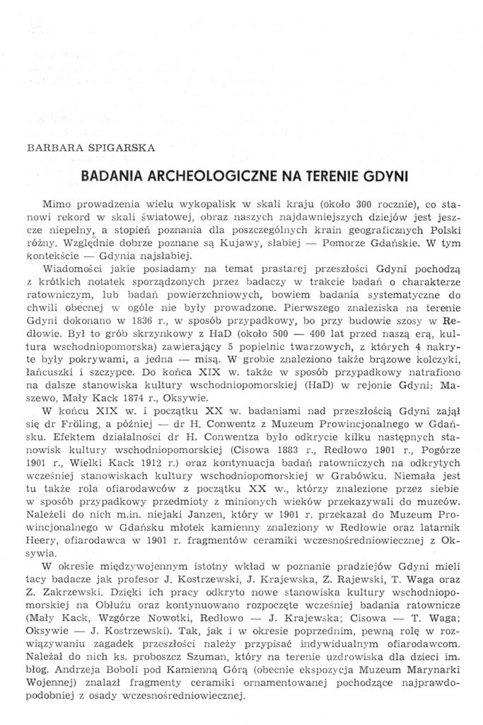 Badania archeologiczne na terenie Gdyni