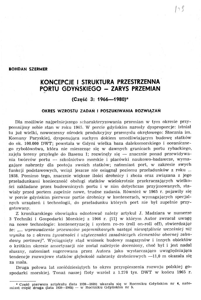 Koncepcje i struktura przestrzenna portu gdyńskiego - zarys przemian (część 3: 1966-198)