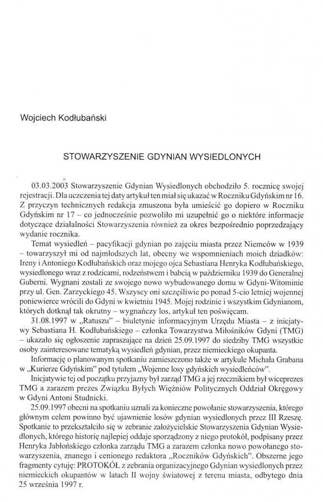 Stowarzyszenie Gdynian Wysiedlonych