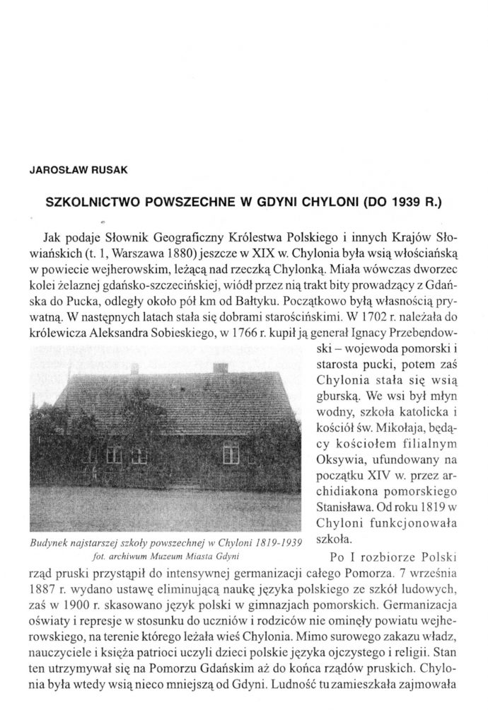 Szkolnictwo powszechne w Gdyni Chyloni (do 1939 r.)