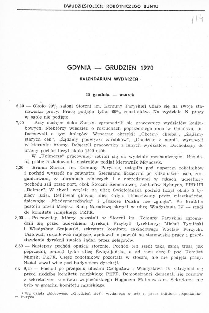 Gdynia - Grudzień 1970: kalendarium wydarzeń