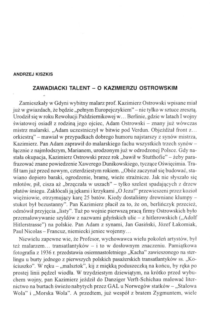 Zawadiacki talent - o Kazimierzu Ostrowskim