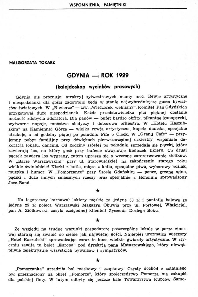 Gdynia - rok 1929 (kalejdoskop wycinków prasowych)