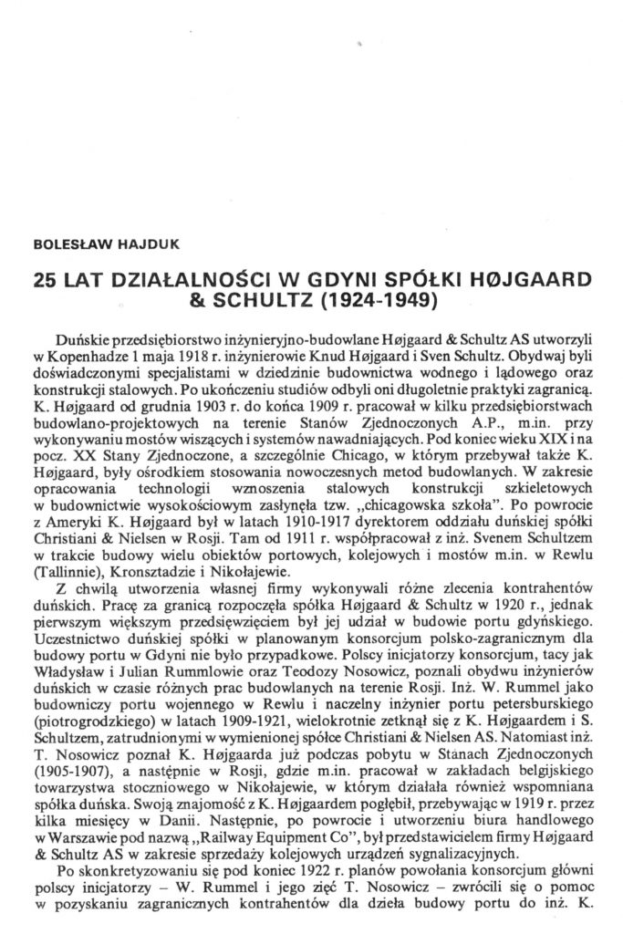 25 lat działalności w Gdyni spółki Hojgaard and Schultz (1924-1925)