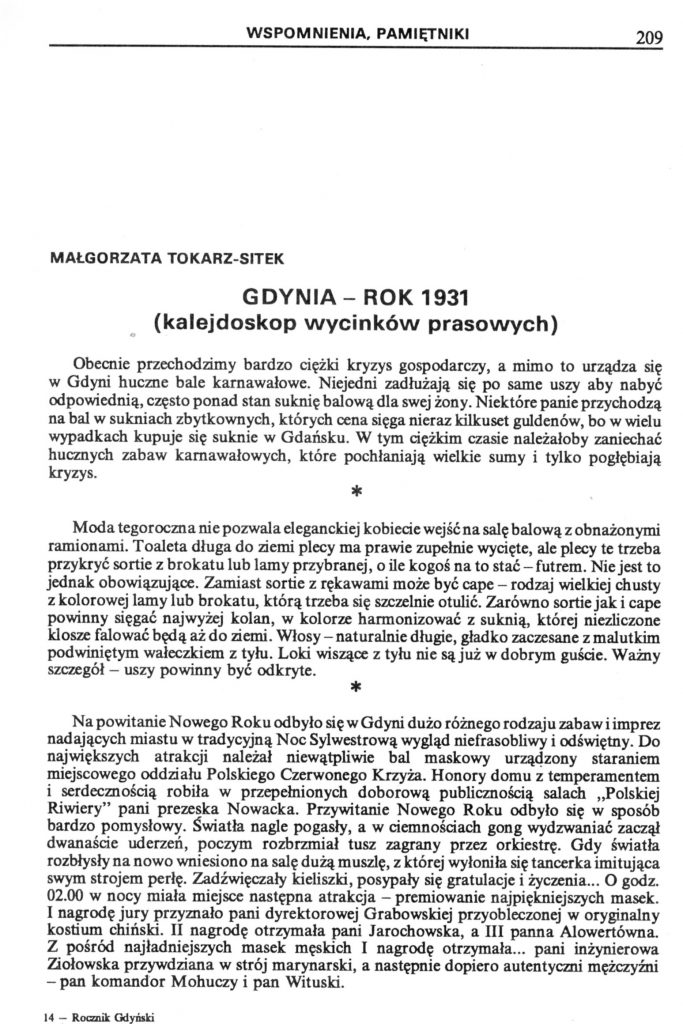 Gdynia - rok 1931 kalejdoskop wycinków prasowych)