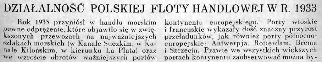 Działalność polskiej floty handlowej w r. 1933