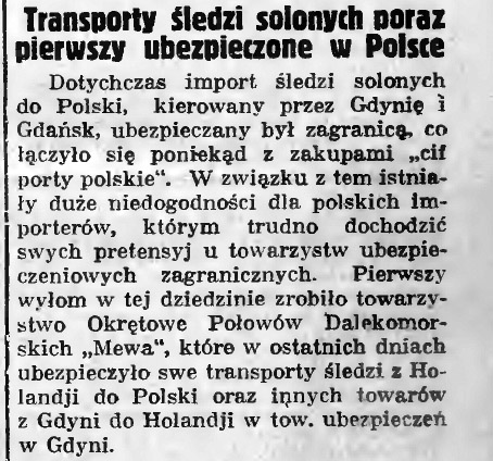 Transporty śledzi solonych poraz pierwszy ubezpieczone w Polsce