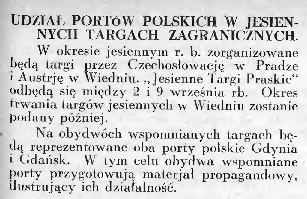 Udział portów polskich w jesiennych targach zagranicznych