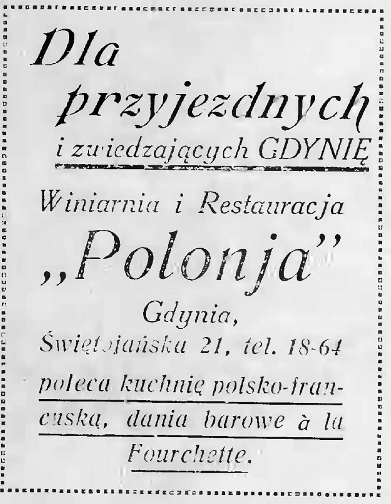 Winiarnia i restauracja "Polonja", Gdynia, Świętojańska 21