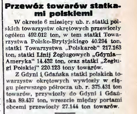 Przewóz towarów statkami polskiemi