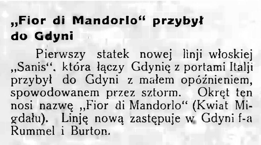 Fior di Mandorlo przybył do Gdyni