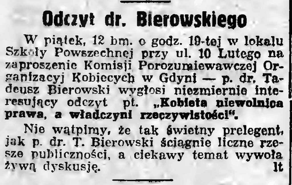 Odczyt dr. Bierowskiego