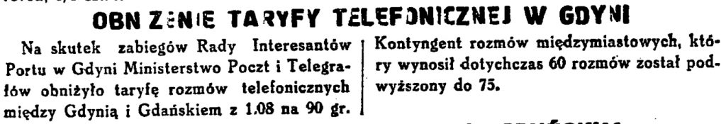 Obniżenie taryfy telefonicznej w Gdyni