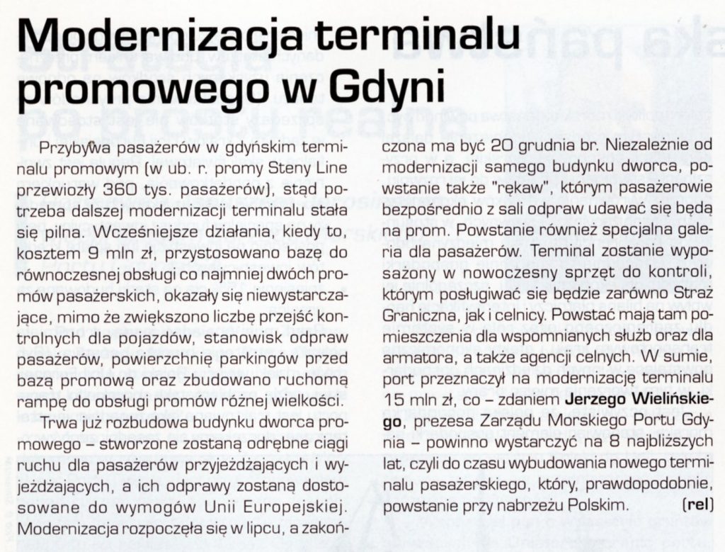 Modernizacja terminalu promowego w Gdyni