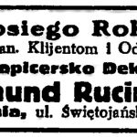 Dosiego Roku życzy Szan. Klientom i Odbiorcom Zakład Tapicersko-Dekoracyjny Edmund Ruciński, Gdynia, ul. Świętojańska 101