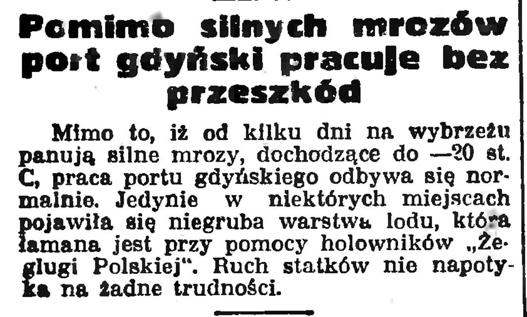 Pomimo silnych mrozów port gdyński pracuje bez przeszkód