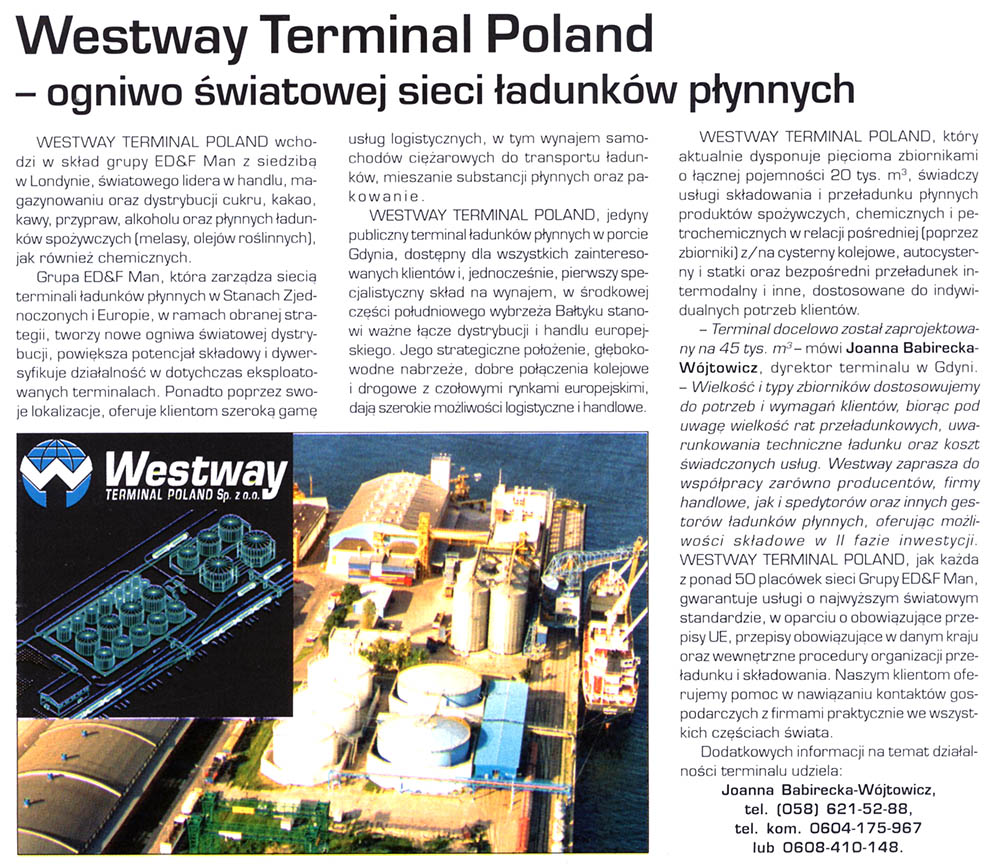 Westway Terminal Poland - ogniwo światowej sieci ładunków płynnych