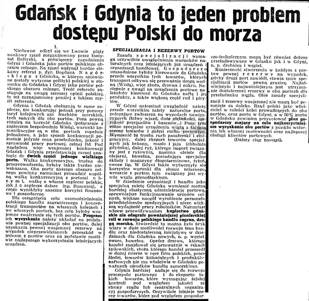 Gdańsk i Gdynia to jeden problem dostępu Polski do morza