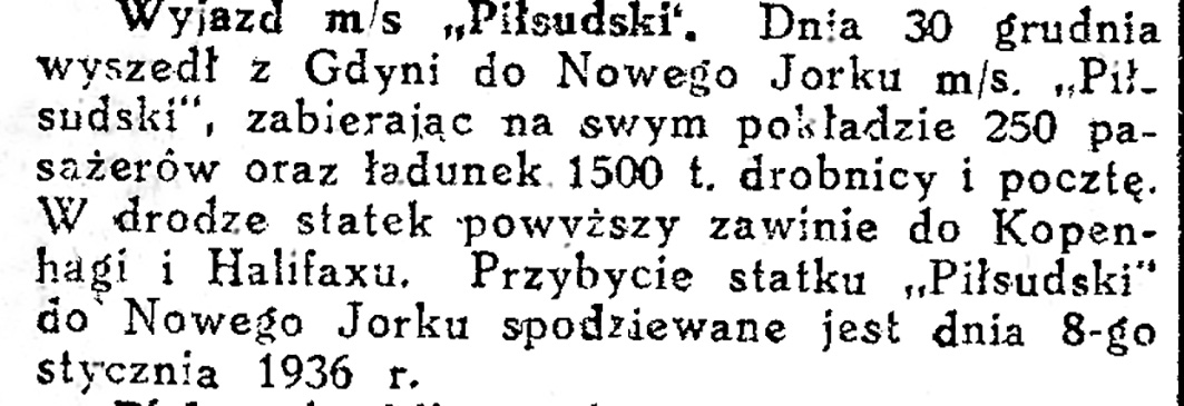 Wyjazd /m/s "Piłsudski" [z Gdyni]