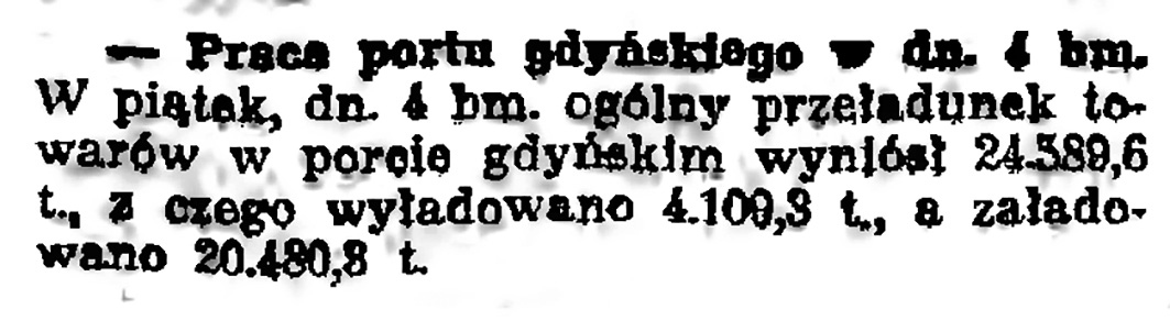 Praca portu gdyńskiego w dn. 4 bm. [1938]