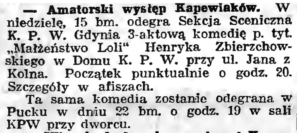 Amatorski wypadek Kapewiaków // Gazeta Gdańska. - 1939, nr 10, s. 7