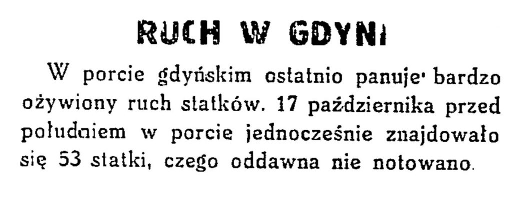 Ruch w Gdyni // Codzienna Gazeta Handlowa. - 1932, nr 248, s. 2