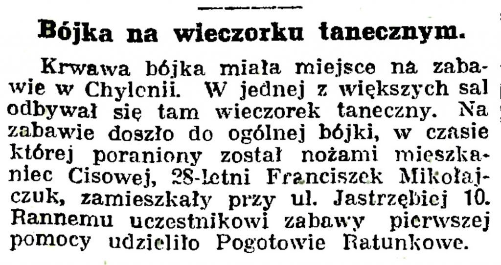 Bójka na wieczorku tanecznym // Gazeta Gdańska. - 1939, nr 14, s. 7