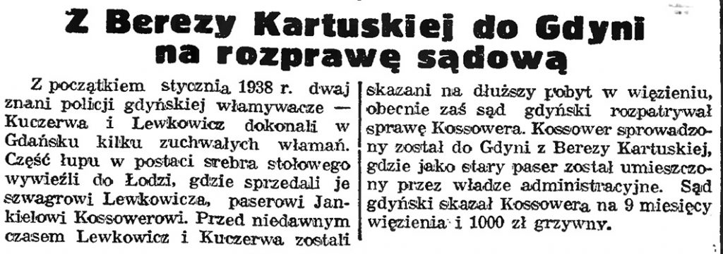 Z Berezy Kartuskiej do Gdyni na rozprawę sądową // Gazeta Gdańska. - 1939, nr 4, s. 7